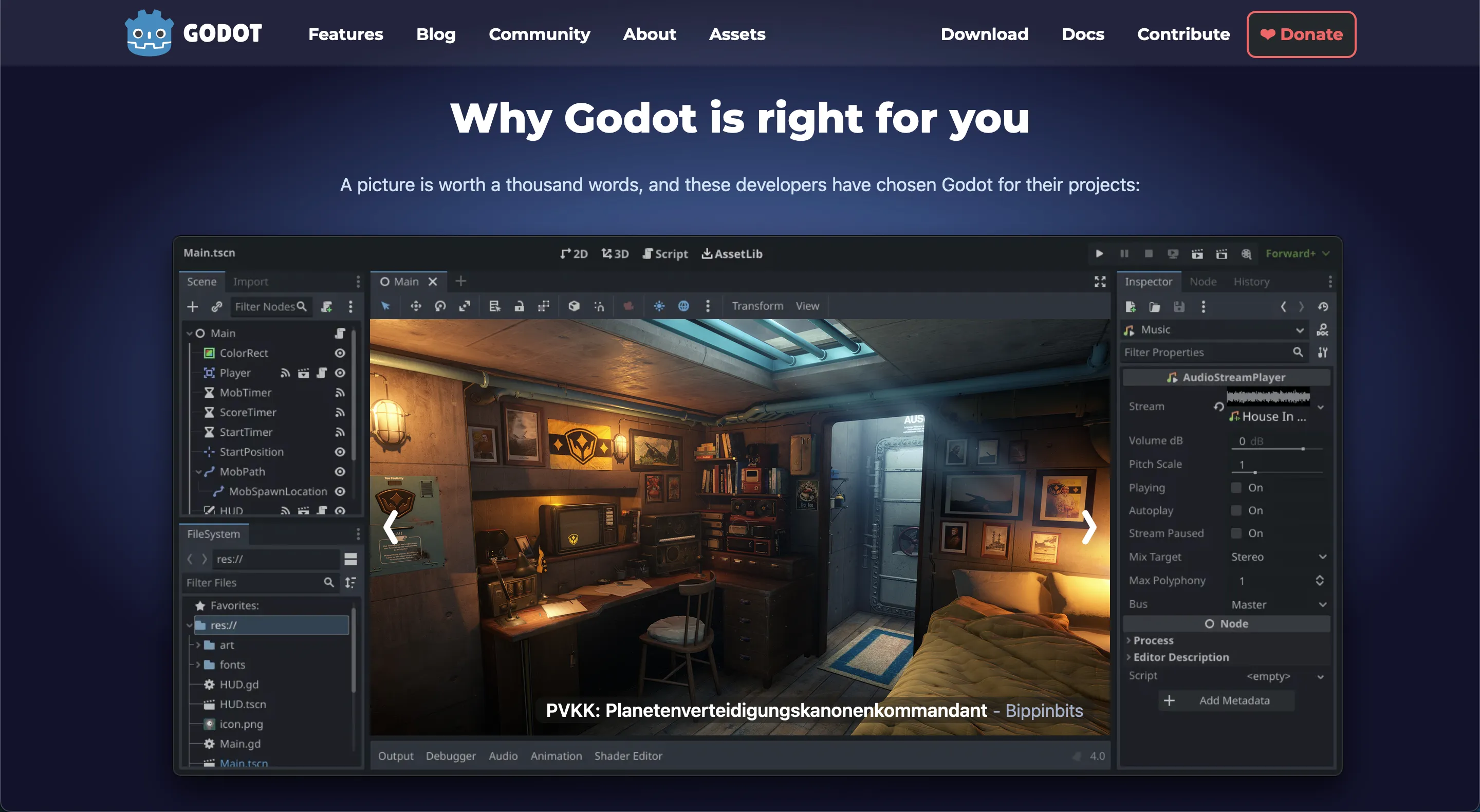 Godot Engine features page